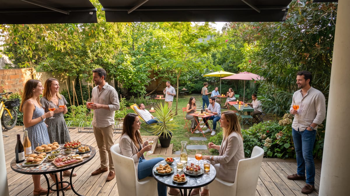 Un afterwork sur la terrasse et dans le jardin de BigFive Coworking, à Bordeaux Chartrons